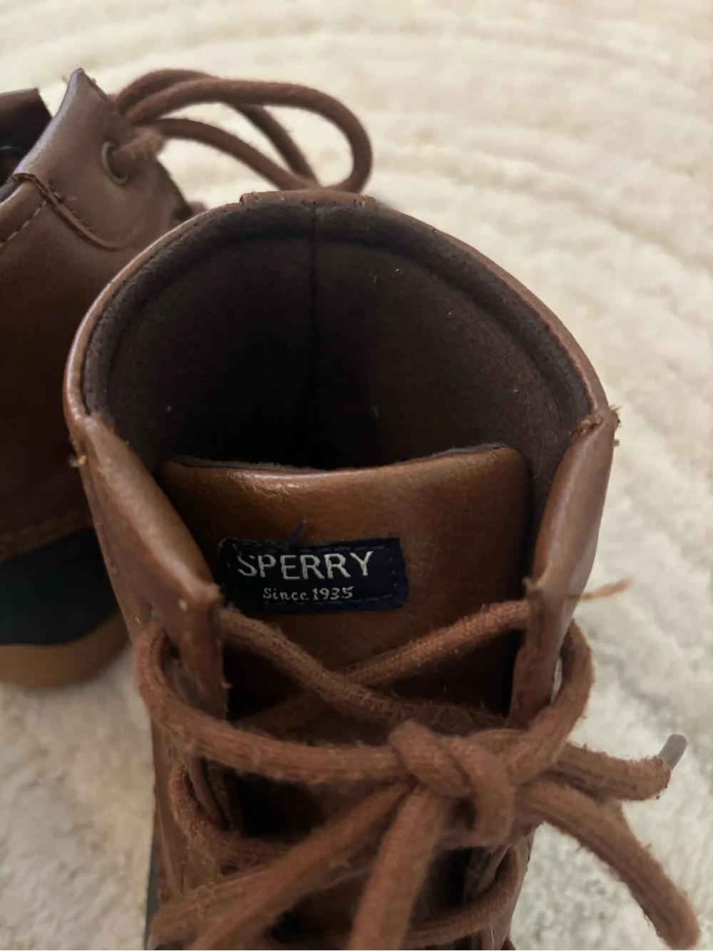 Sperry Kids Brown and Navy Lace-Up Duck Boots